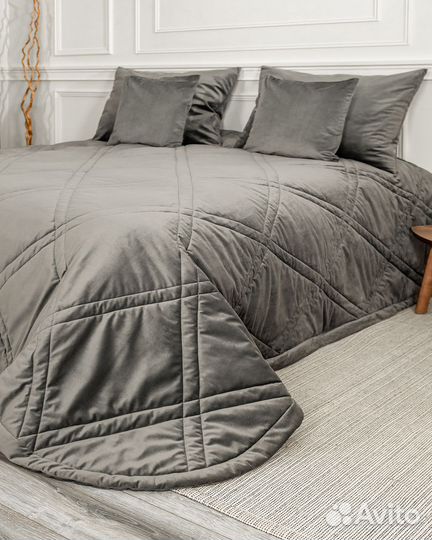 Покрывало беллиссимо стальной новое плед бархат