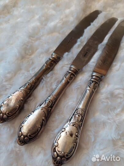 Нож столовый мельхиоровая ручка 3 шт