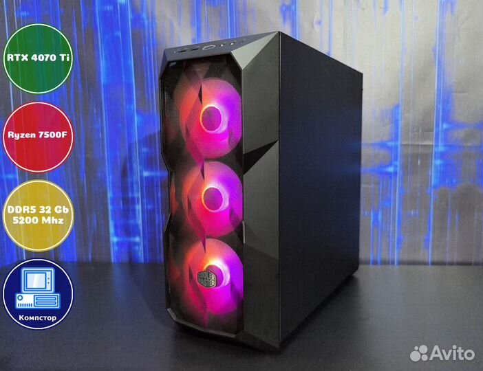 Мощный пк 2024 AMD7500F-RTX4070Ti-32DDR5-ISF65-A620