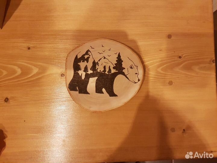 Выжженый рисунок на спиле ольхи