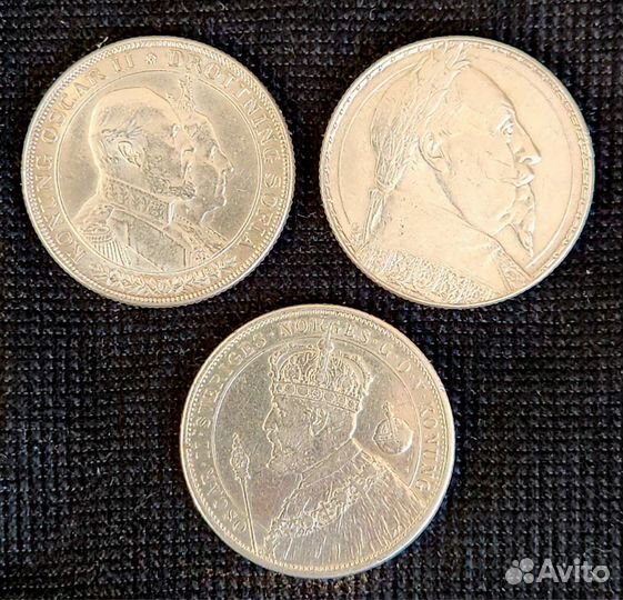 Монеты 2 кроны Швеция серебро