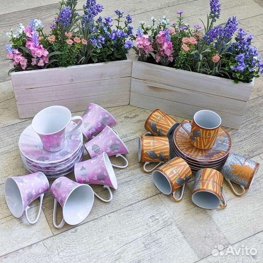 Сервизы фарфоровые новые кофейные на 6 персон