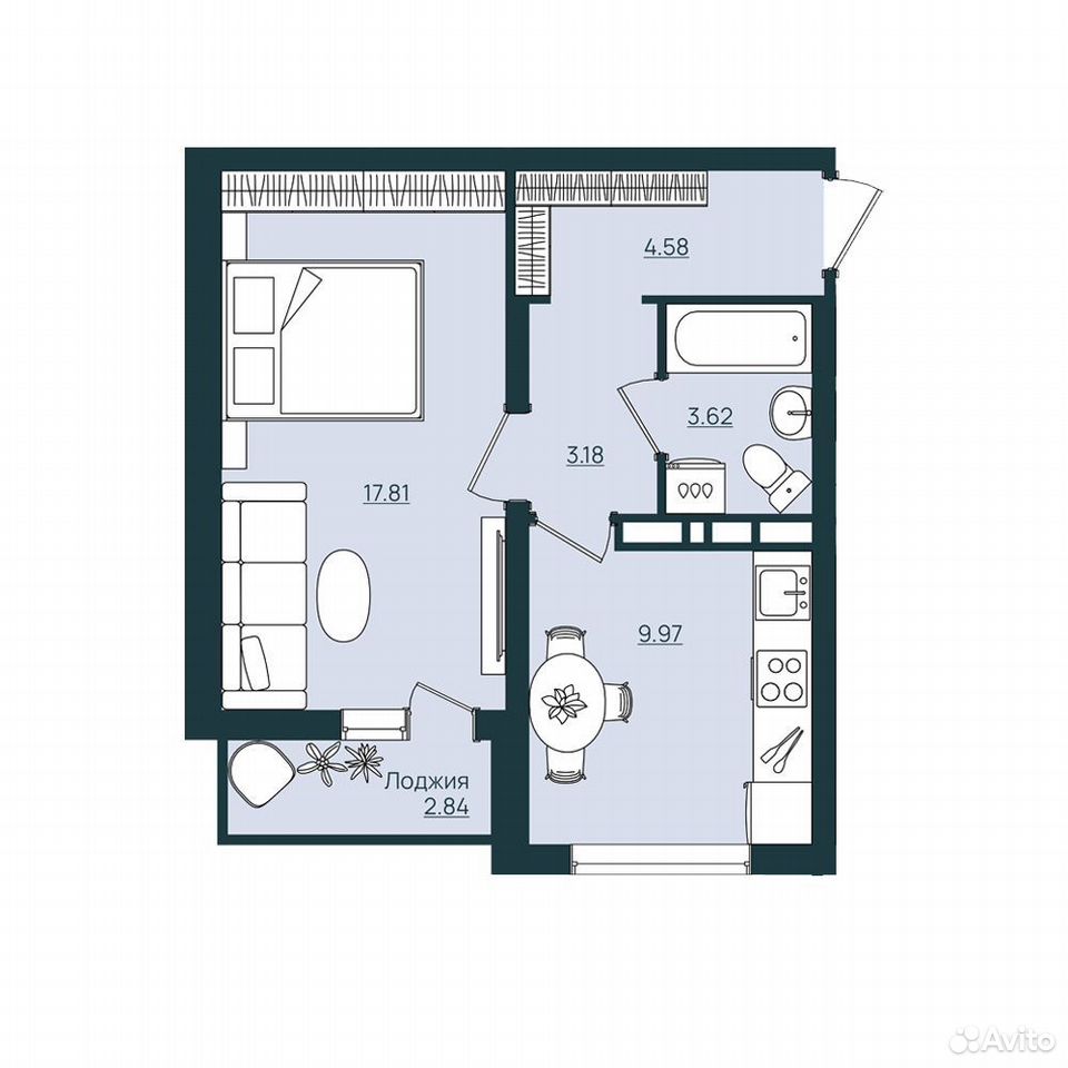 1-к. квартира, 40,6 м², 2/9 эт., Херсон