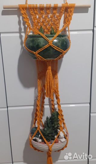 Панно кашпо для цветов из макраме