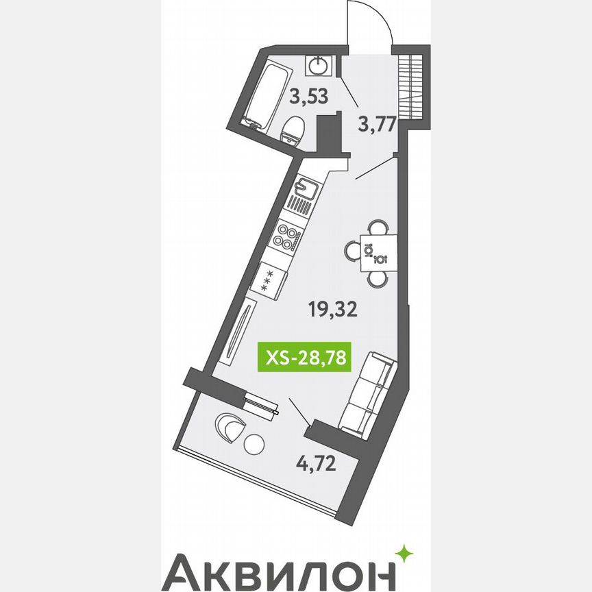 Квартира-студия, 29 м², 9/13 эт.