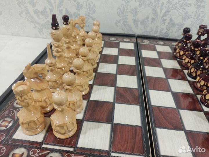 Шахматы / нарды деревянные резные