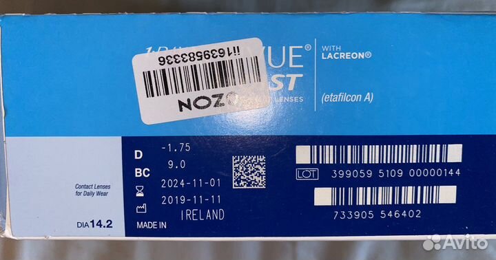 Линзы -1,75 Acuvue moist 1-day 180шт