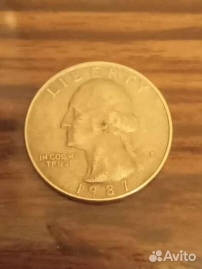 Монета Liberty quarter dollar 1987