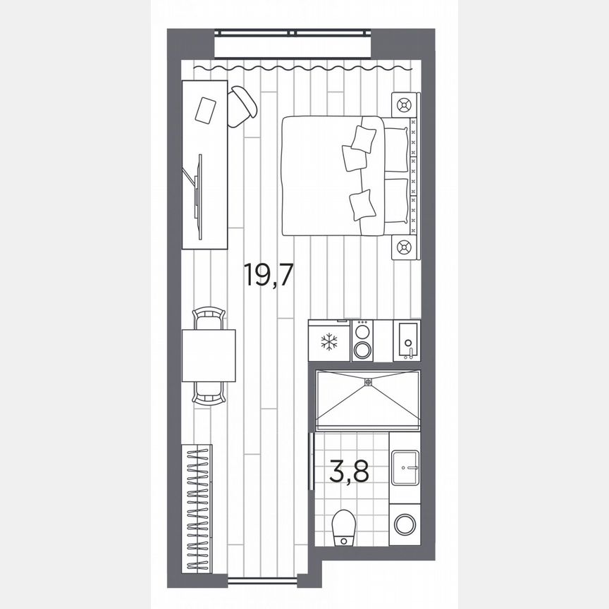 Апартаменты-студия, 23,5 м², 2/13 эт.