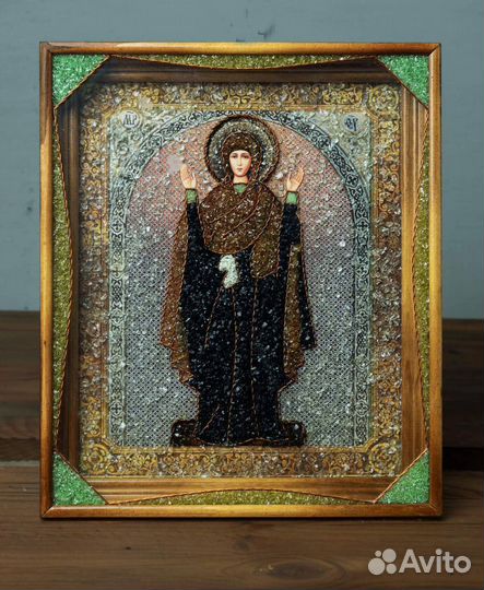 Икона подвесная из битого стекла осветленые