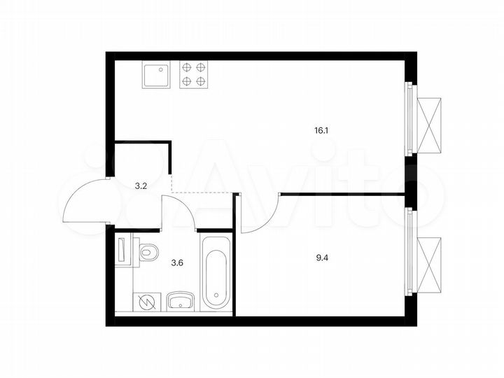1-к. квартира, 32,3 м², 15/16 эт.