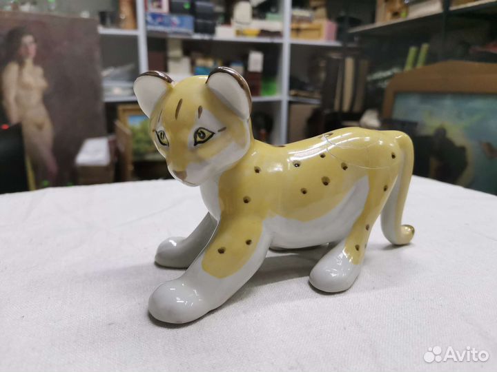 Статуэтка Львёнок Фарфор Вербилки СССР Редкий (Ч)