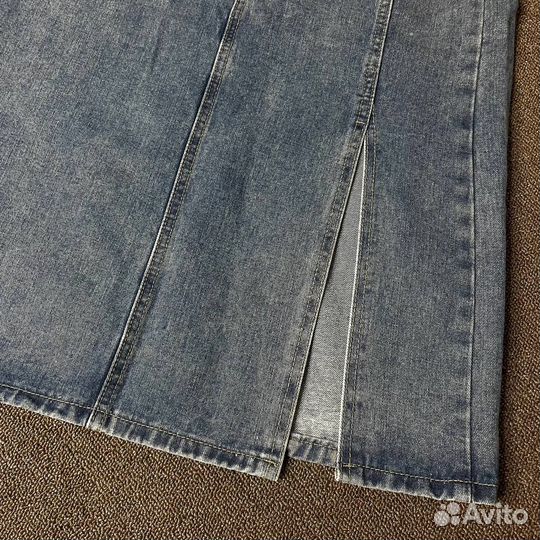 Юбка женская джинсовая миди с разрезом