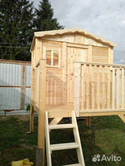 Детский игровой домик уличный деревянный
