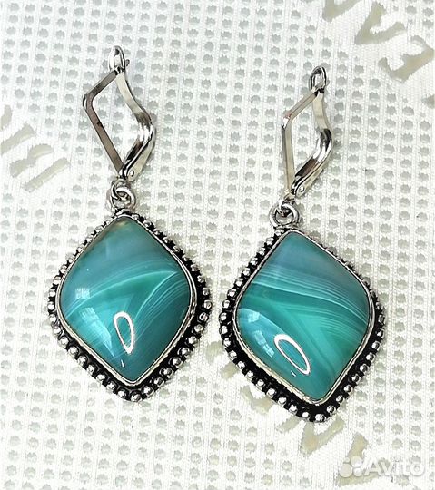 Серьги серебрение агат С646