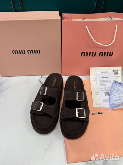 Сандали На Платформе /Шлепки Miu Miu Размеры 36-40