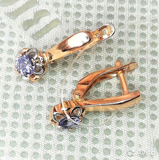 Серьги серебро танзанит С258
