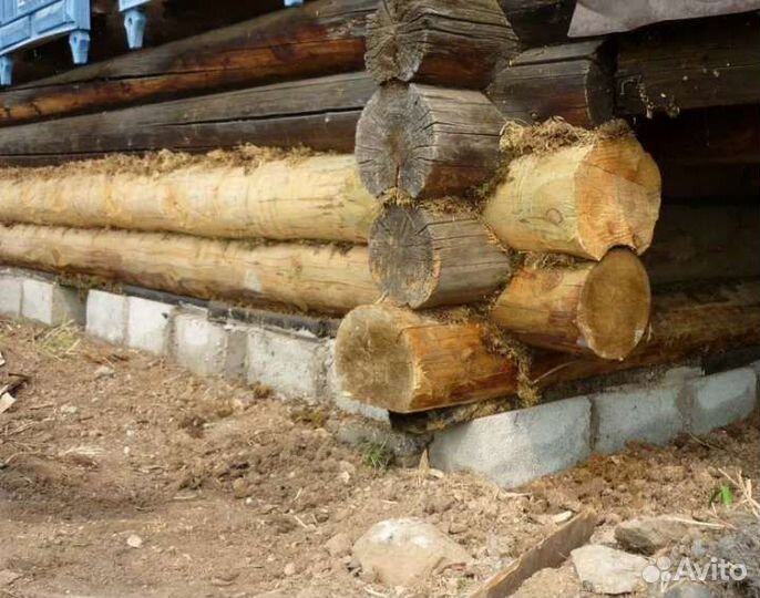 Замена сгнившего венца ремонт фундамента