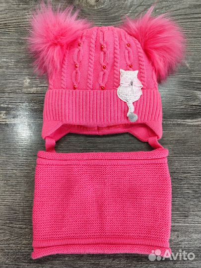 Комплект шапка и шарф для девочки