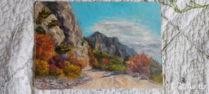 Картина маслом Крымский пейзаж Золотая осень