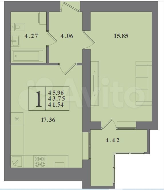 1-к. квартира, 43,8 м², 9/10 эт.