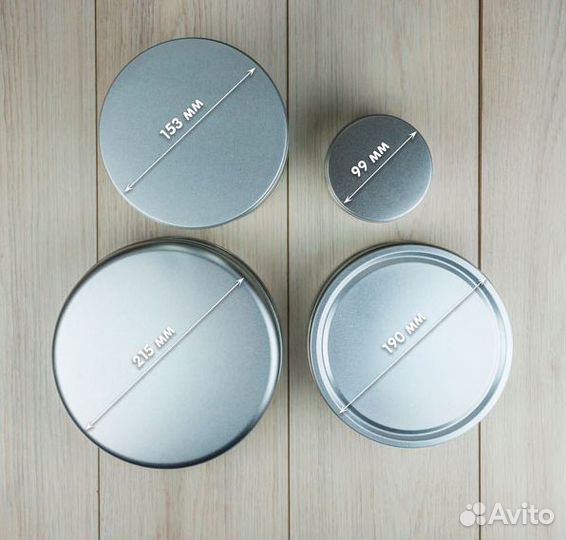 Банка металлическая, круглая с крышкой