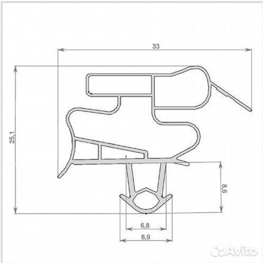 Уплотнительная резина для холодильника бр 70*57