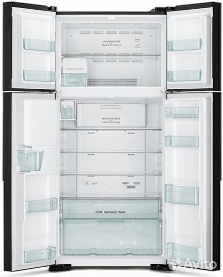 Холодильник hitachi R-W 662 PU7X GBK черное стекло