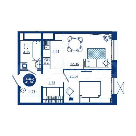 1-к. квартира, 41,7 м², 13/17 эт.