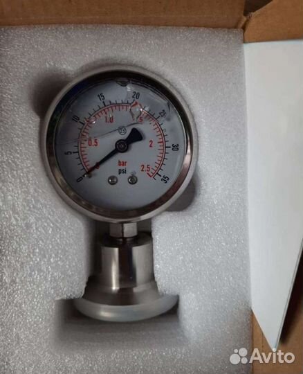 Манометр под кламп, заполнен глицерином