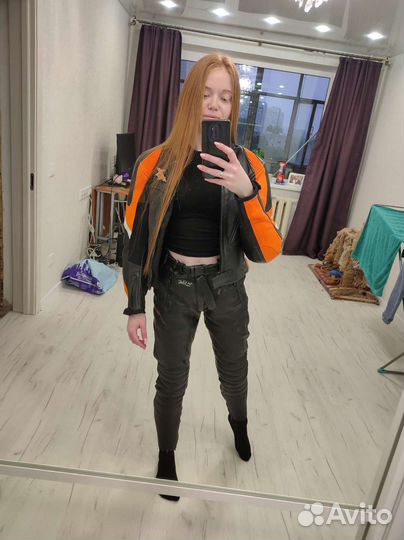 Мотоштаны женские кожаные