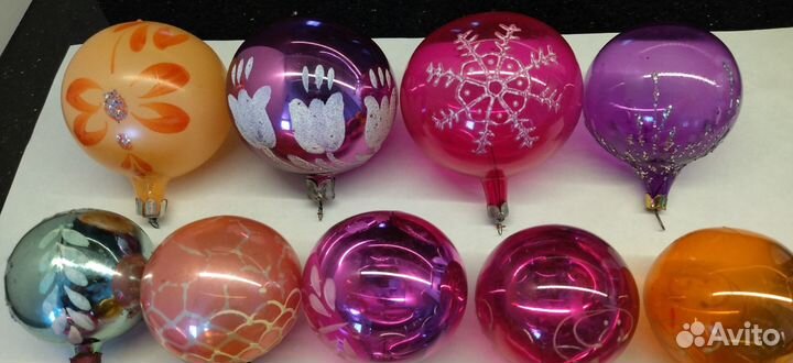 Ёлочные игрушки шары 14 шт одним лотом СССР стекл
