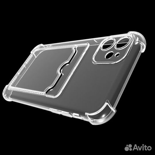 Чехол iPhone11/12 с карманом для карты + стекло
