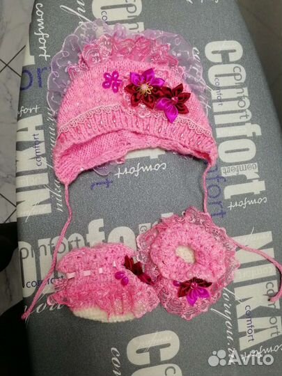 Комплект шапочка и пинетки
