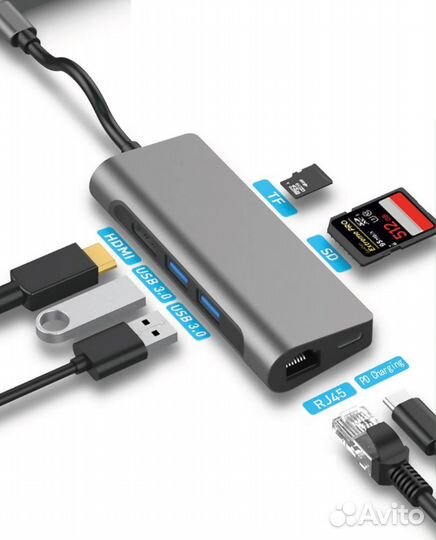 USB Type-C Hub 3 USB 3.0 sate A-hubc53 7в1