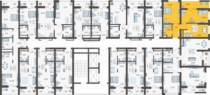 2-к. квартира, 48,6 м², 14/19 эт.