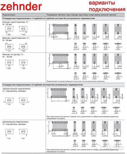 Стальной трубчатый радиатор отопления Zehnder 5040