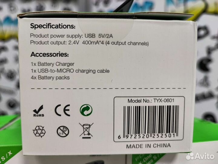 Зарядное устройство+4 акб (400mAh) dobe (Xbox) NEW