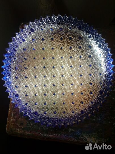 Синий Хрусталь Ваза Блюдо Вес 4.2 кг