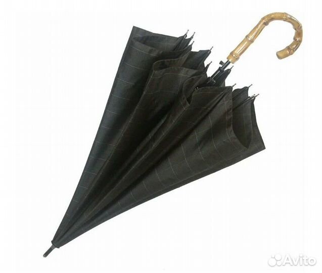 Зонт трость Три Слона 1353 10спиц бамбук т/серый