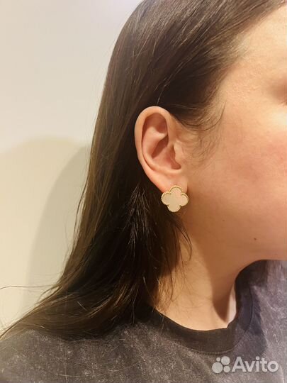 Серьги van cleef золото перламутр женские