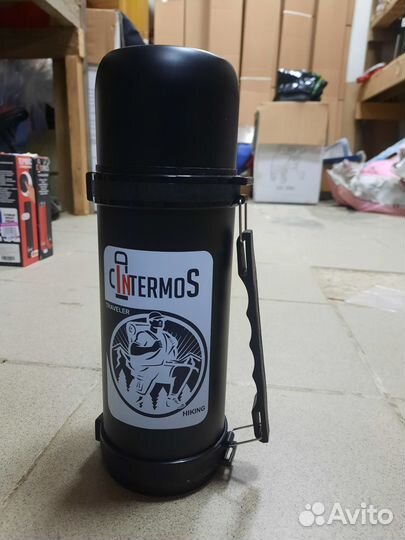 Термос вакуумный IntermoS чёрный, 1200 мл