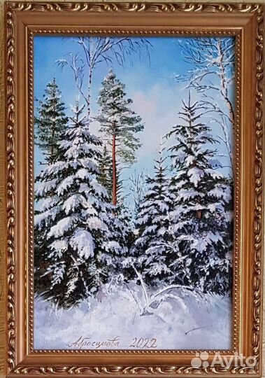 Картина маслом на холсте Зимний день