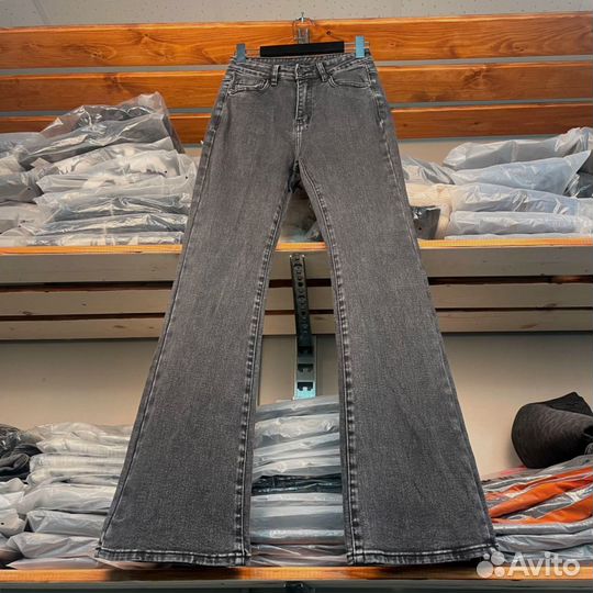 Джинсы клеш Rick Owens Grey Distortion Flare