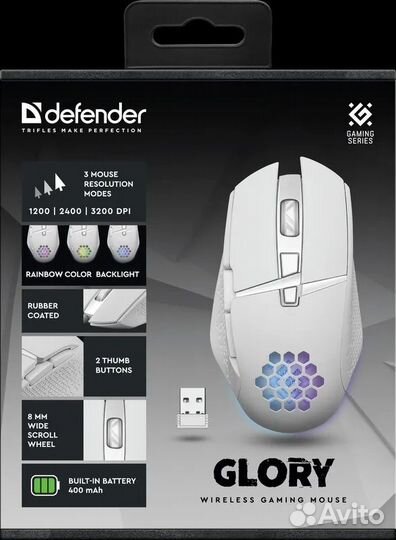 Новая игровая мышь Defender Glory белая