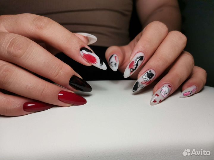 Комбинированный маникюр, покрытие, наращивание