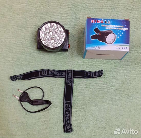 Фонарик налобный, аккумуляторный