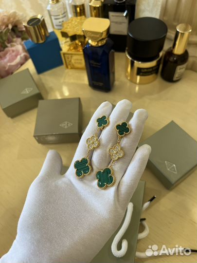 Серьги Van Cleef, малахит