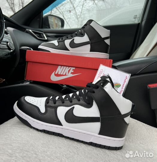 Nike Dunk High Black White р.41-45 зима/шерсть