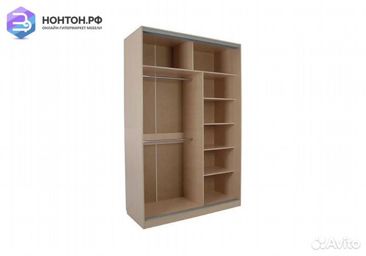 Шкаф-купе Гранд 2-600 с зеркалом дуб млечный / бел